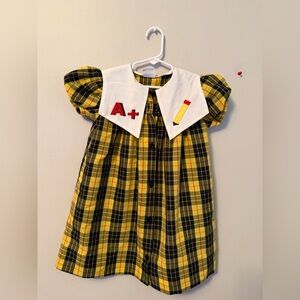 Melissa Jackson School Supplies Yellow Plaid Dress with White Collar